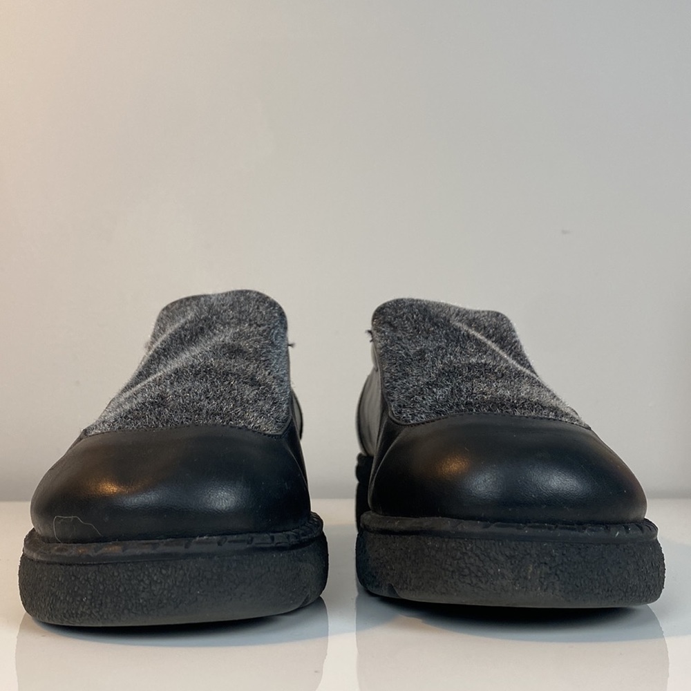 Naot Black Leather Mixed Media Chunky Loafer w/ Gray Fabric Detail Size EU 38.5 - Picture 4 of 16